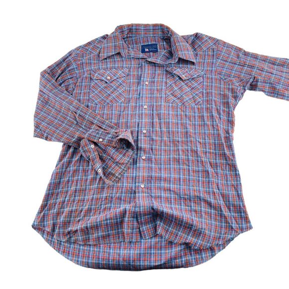 Panhandle Slim Mens Plaid Western Shirt Blue/Red Size Medium - Picture 1 of 5